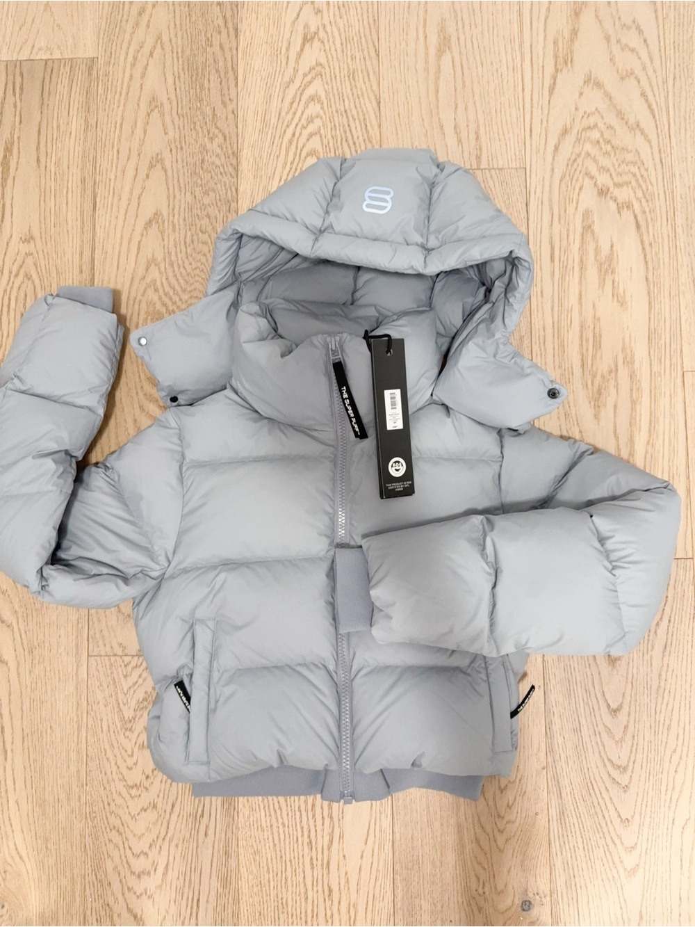 NWT 128334 Aritzia Super puff Resort moon dust grey S 800fill